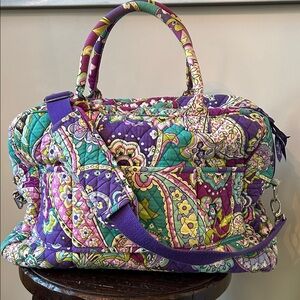 Vera Bradley Weekender Bag in Heather Purple Paisley Fits Under Airplane Seat